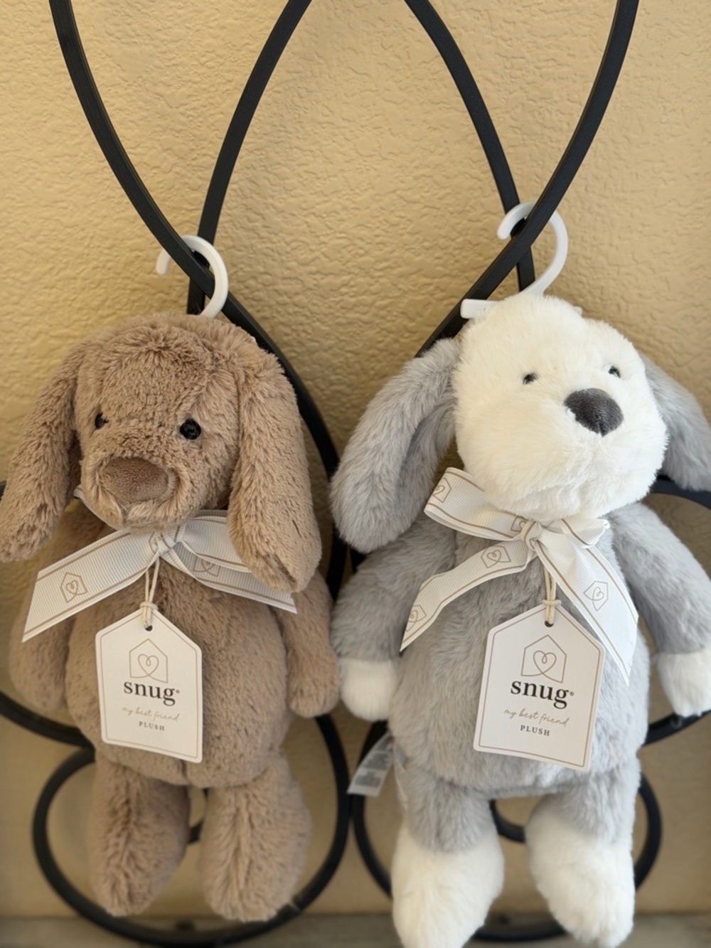 Snug Plush doggies Pair - Taupe & Gray with Cream Accents